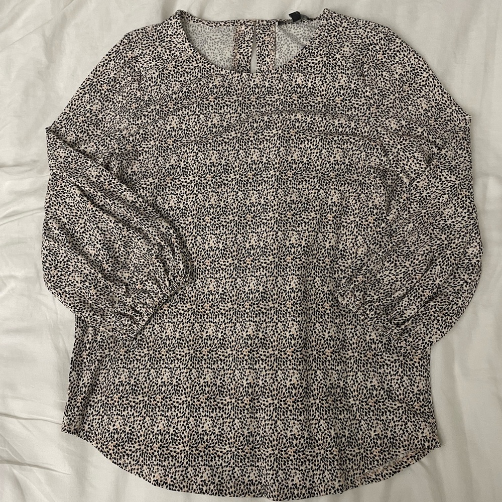 Adrianna Papell Women's Printed 3/4 Sleeve Yoke Detail Top